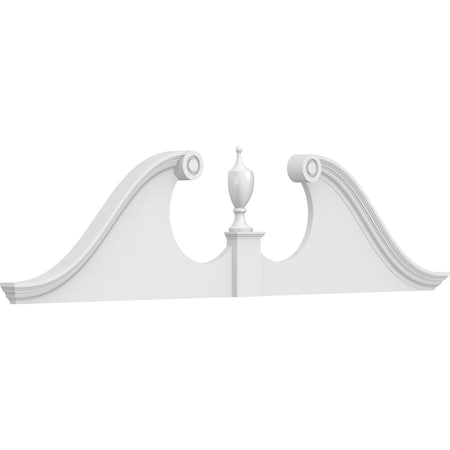 Rams Head Architectural Grade PVC Pediment (Urn Ships Unattached In Box), 84W X 21H X 2-3/4P